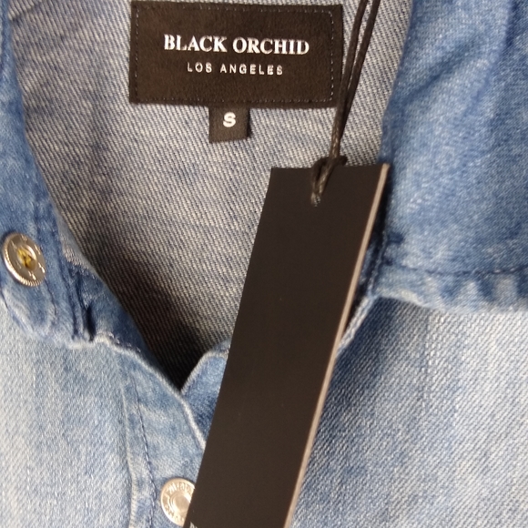 Black Orchid Los Angeles Denim Snap Button Long Sleeve Up Shirt Small New Flaw - Picture 5 of 7